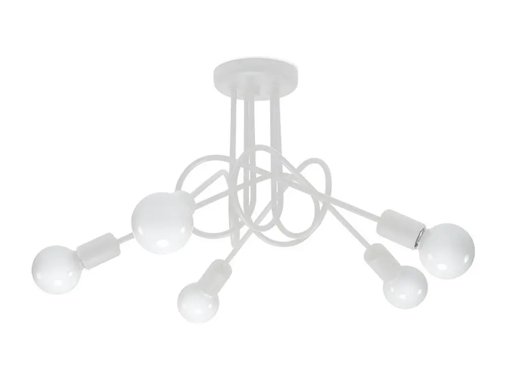 Professionnel Haute Performance Plafonniers industriel en acier - 5 sources lumineuses - L.55 x H.35 cm - blanc
