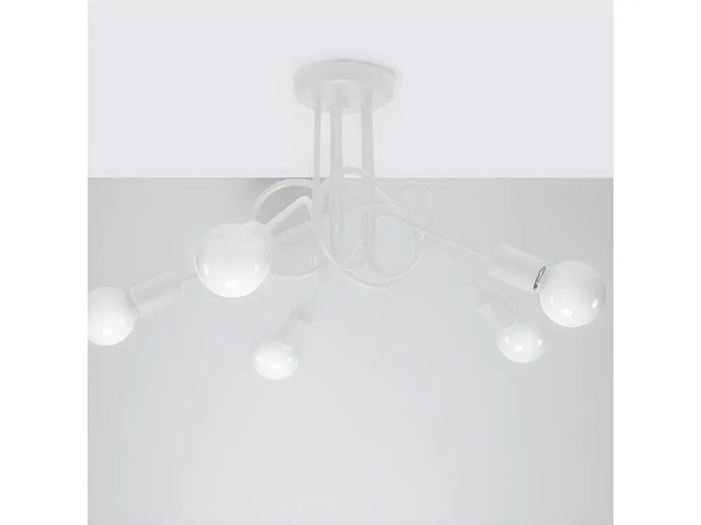 Professionnel Haute Performance Plafonniers industriel en acier - 5 sources lumineuses - L.55 x H.35 cm - blanc
