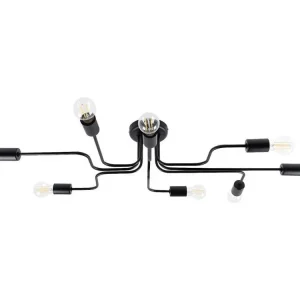 Projecteur à LED étanche Plafonniers industriel en acier - 8 sources lumineuses - L.103 x H.15,5 cm - noir