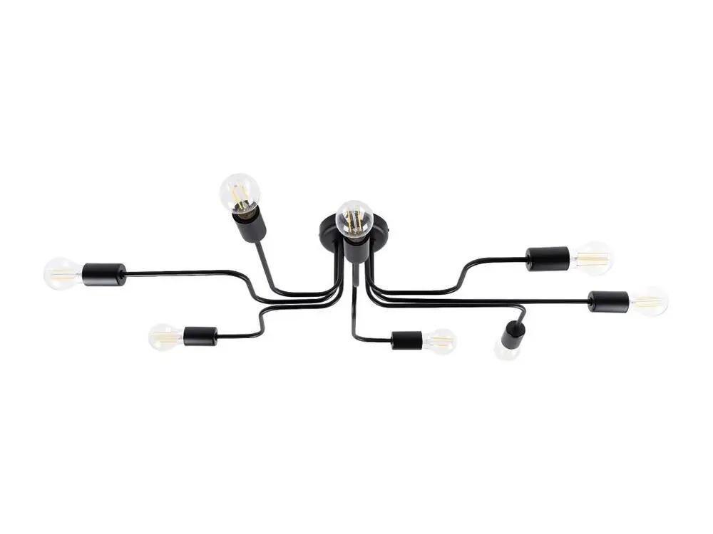 Projecteur à LED étanche Plafonniers industriel en acier - 8 sources lumineuses - L.103 x H.15,5 cm - noir