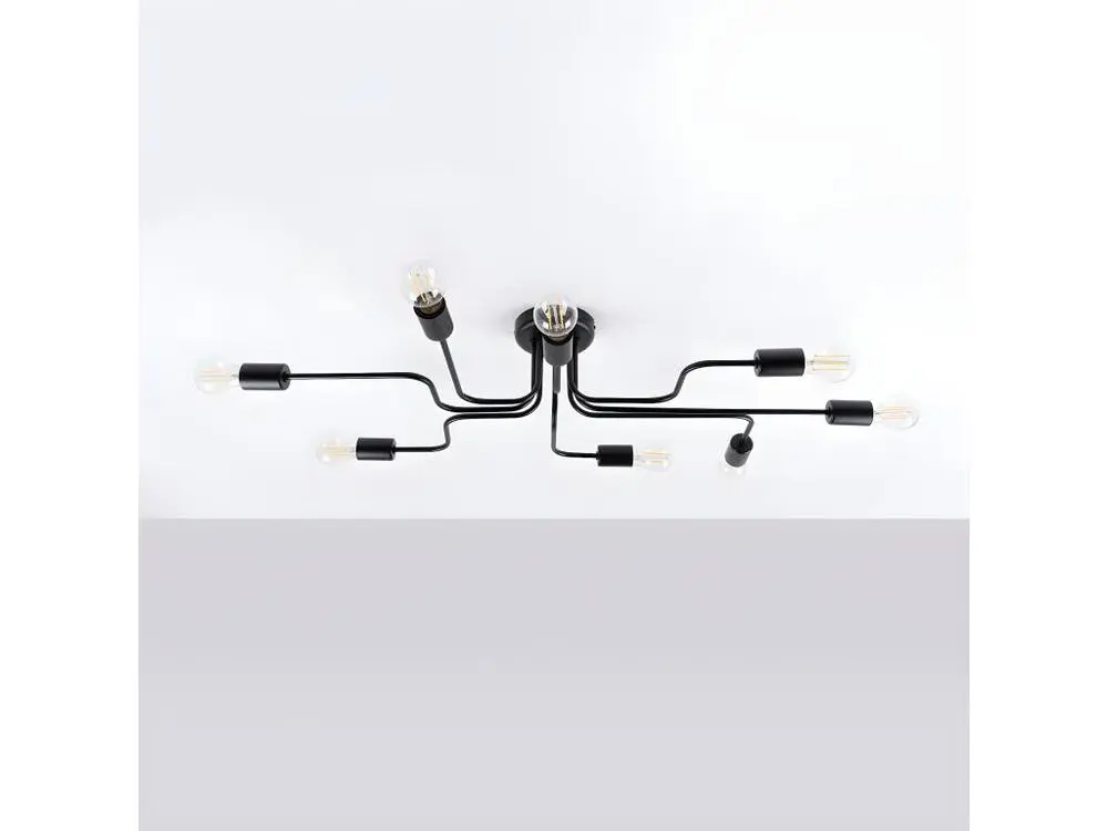 Projecteur à LED étanche Plafonniers industriel en acier - 8 sources lumineuses - L.103 x H.15,5 cm - noir
