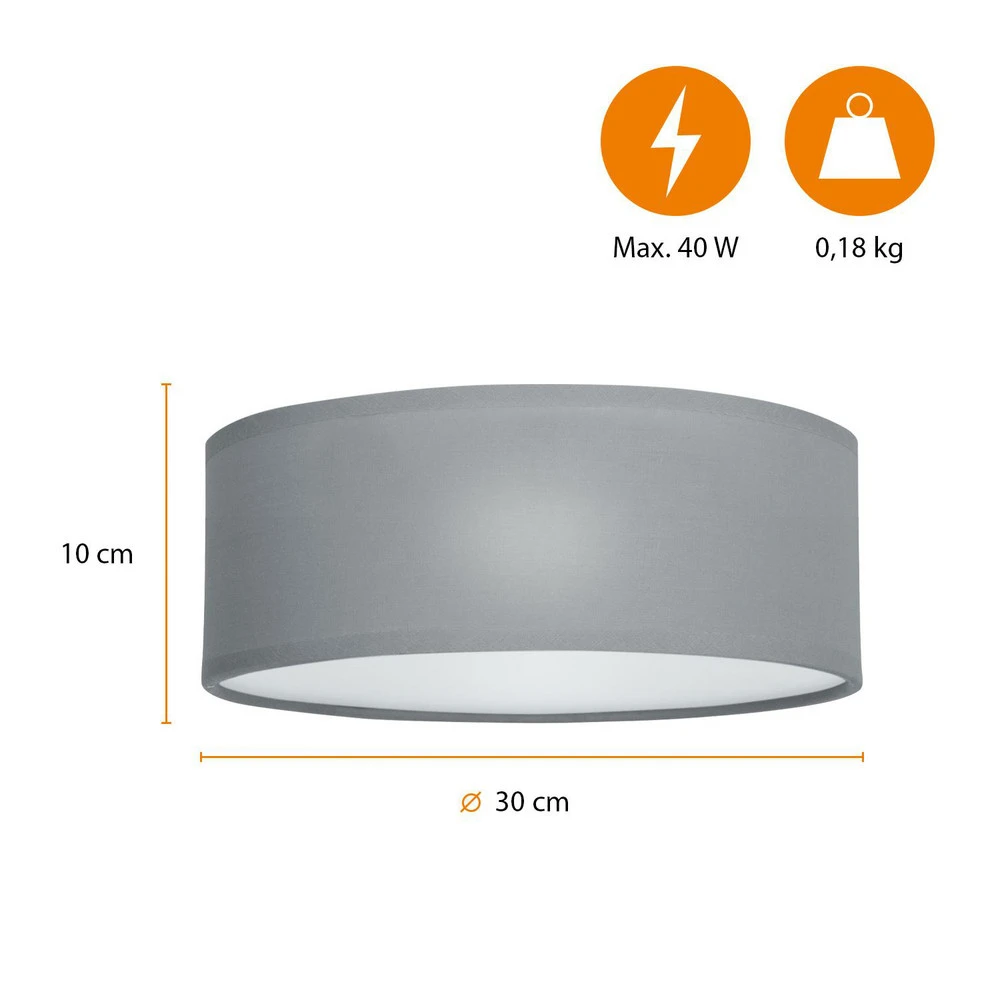 Éclairage LED Haute Luminosité Plafonnier Ceiling Dream, Ø 30 cm, textile, gris