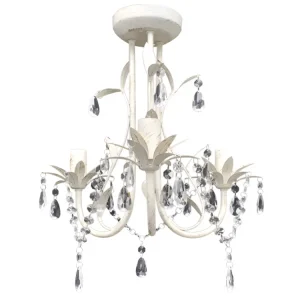 Luminaire de plafond design contemporain Lustre plafonnier suspendu lampe antique cristal 30 cm blanc 2402016