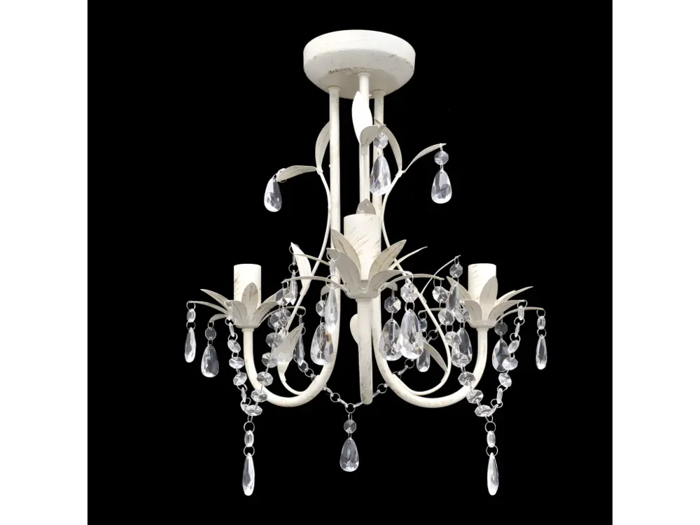 Luminaire de plafond design contemporain Lustre plafonnier suspendu lampe antique cristal 30 cm blanc 2402016