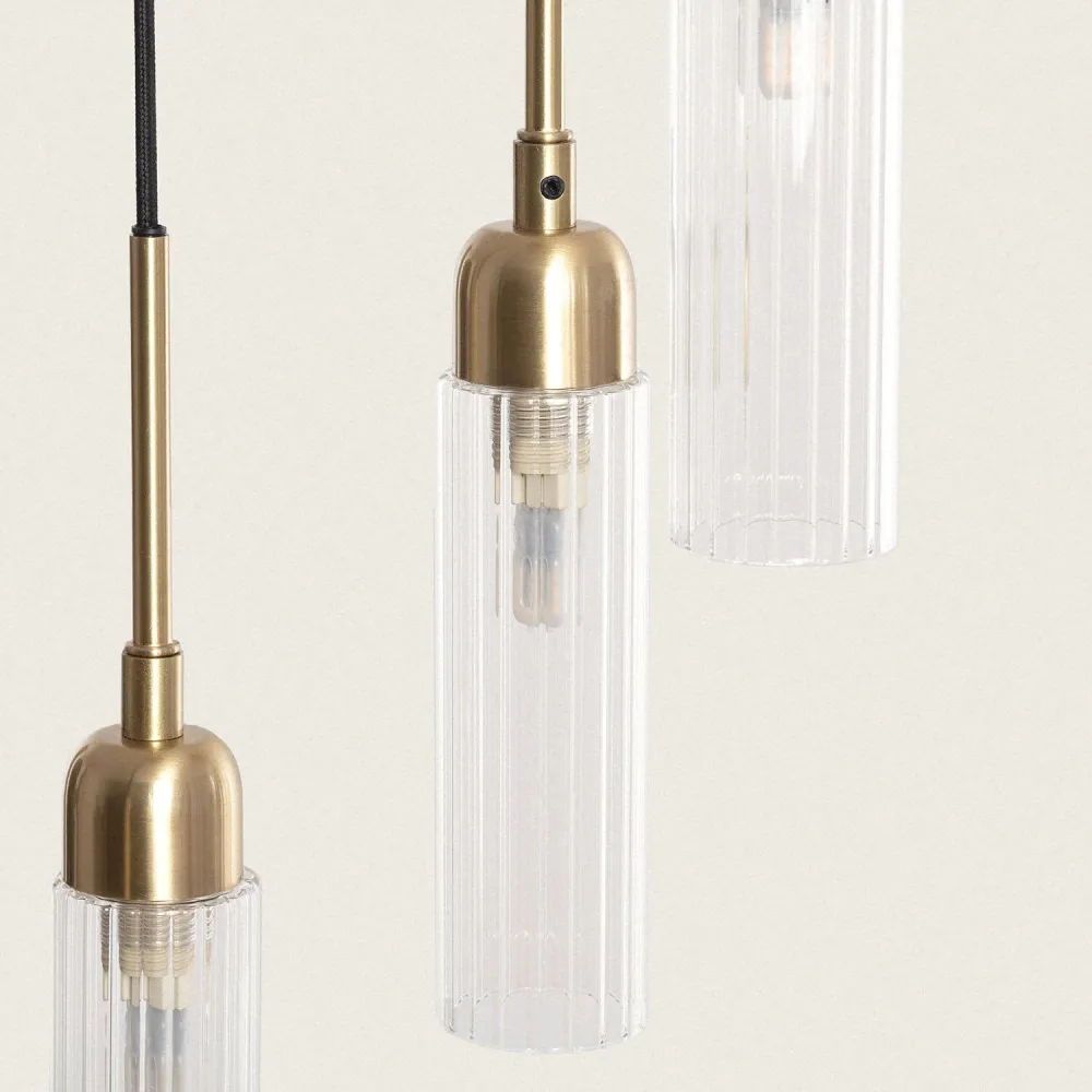 Luminaire de plafond à diffusion uniforme Lustre en verre et métal Sest avec éclairage LED intégré.