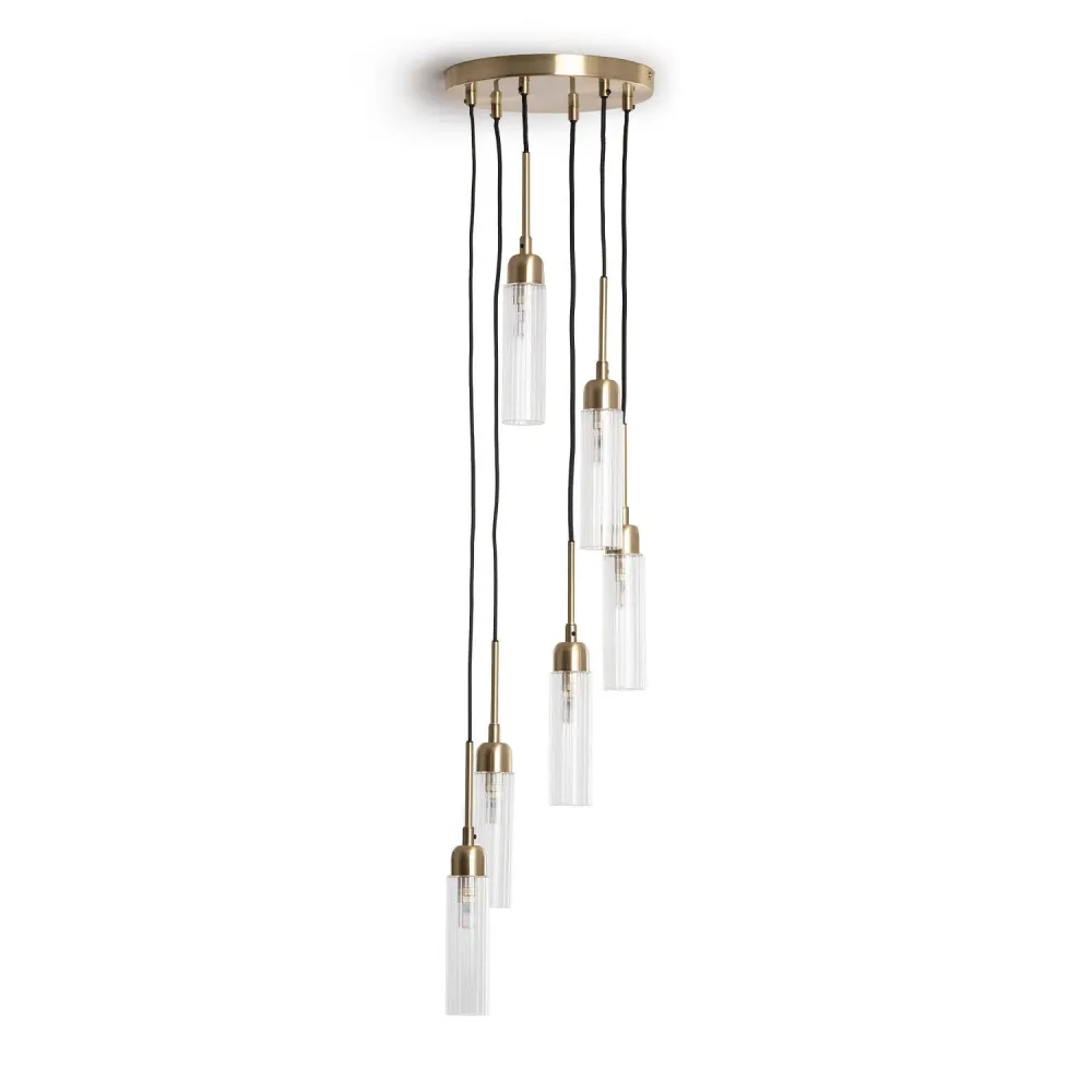 Luminaire de plafond à diffusion uniforme Lustre en verre et métal Sest avec éclairage LED intégré.