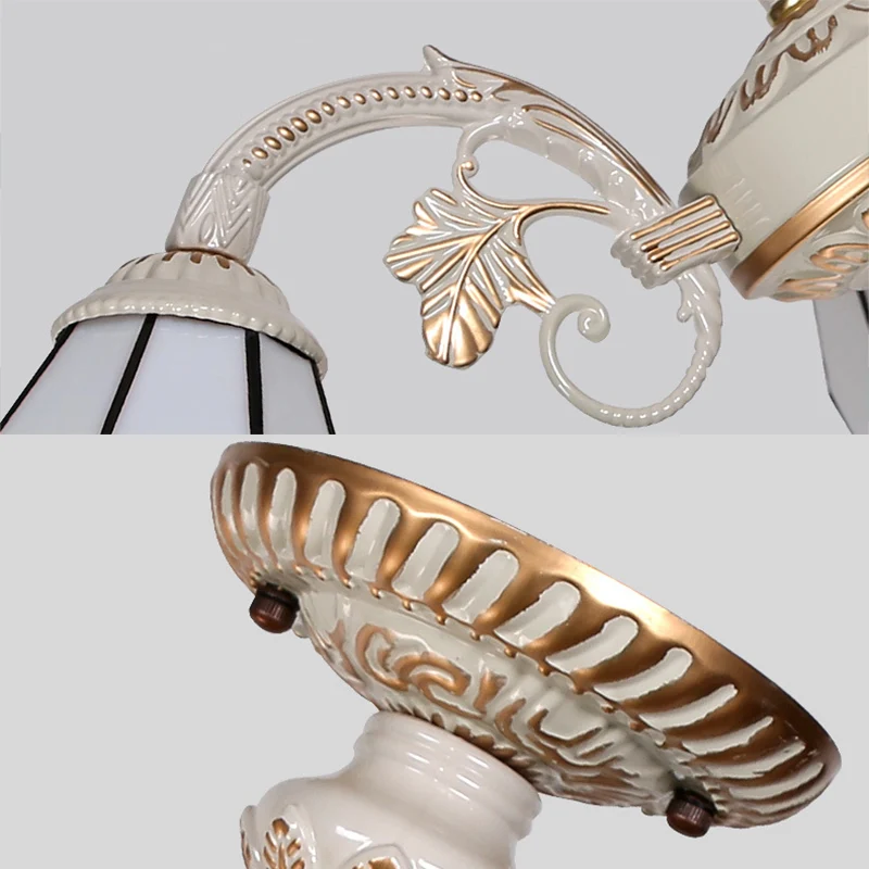 Luminaire de plafond encastrable Lustre conique à 3/6/8 lumières, luminaire de plafond usuel en verre blanc pour cuisine