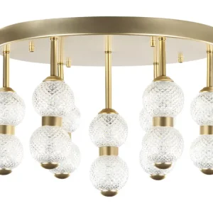 Lustre à LED en métal doré YOWAKA avec diffuseur opale