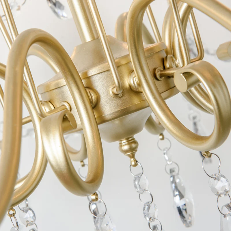 Lustre en métal finition dorée, candélabre de style victorien avec accents de cristal IP44 pour salle de bain