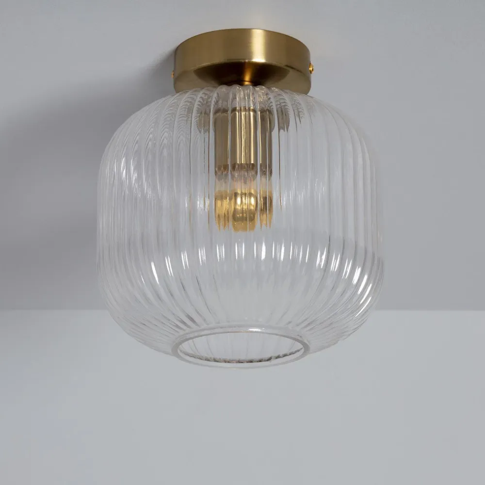 Lustre en métal et verre avec éclairage LED Ánfora pour plafonds suspendus