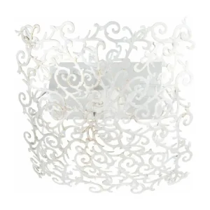 Plafonnier carré métal lys blanc or 30 cm.. avec fixation réglable