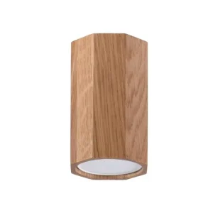 Plafonnier scandinave en bois - 1 sources lumineuses - L.6 x H.10 cm - chêne avec diffuseur opale
