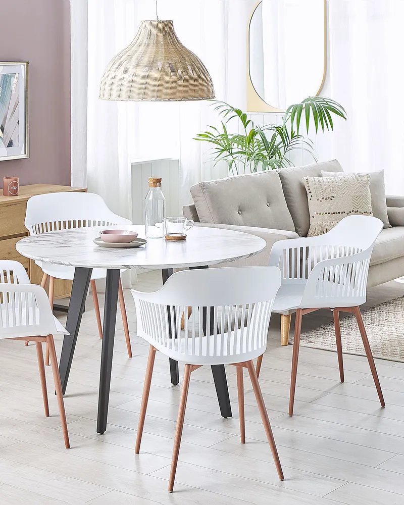 Eettafel MDF marmerlook/zwart ⌀ 110 cm MOSBY