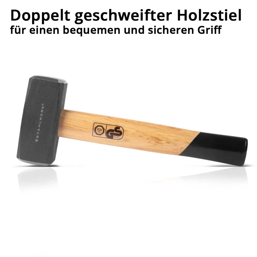 Fistel en acier avec 1000 g Hammerkopf | Marteau à plaque en acier carbone durci et laqué | Hammer de haute qualité avec u...