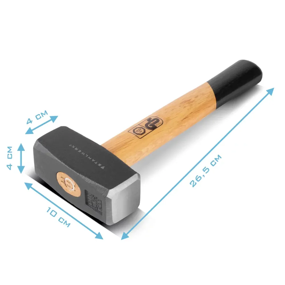 Fistel en acier avec 1000 g Hammerkopf | Marteau à plaque en acier carbone durci et laqué | Hammer de haute qualité avec u...
