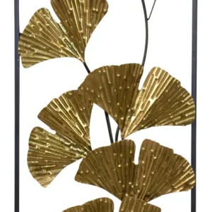 Décoration murale motif feuille en métal or 35x4x90 cm DEC05071