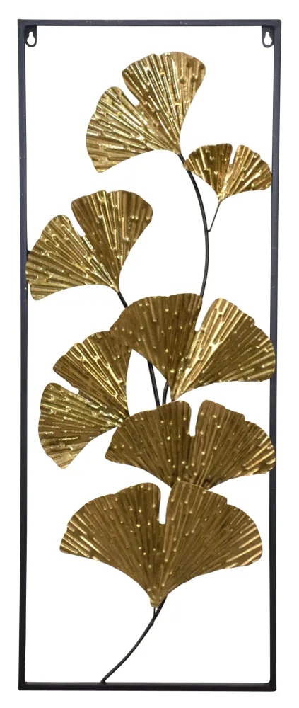 Décoration murale motif feuille en métal or 35x4x90 cm DEC05071