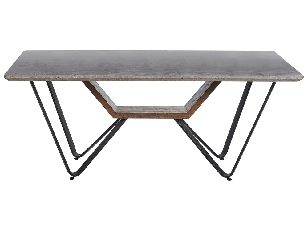 Eettafel hout betoneffect/zwart 180 x 90 cm BANDURA