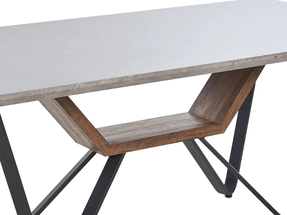 Eettafel hout betoneffect/zwart 180 x 90 cm BANDURA