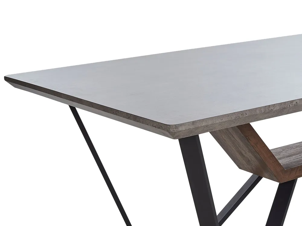 Eettafel hout betoneffect/zwart 180 x 90 cm BANDURA