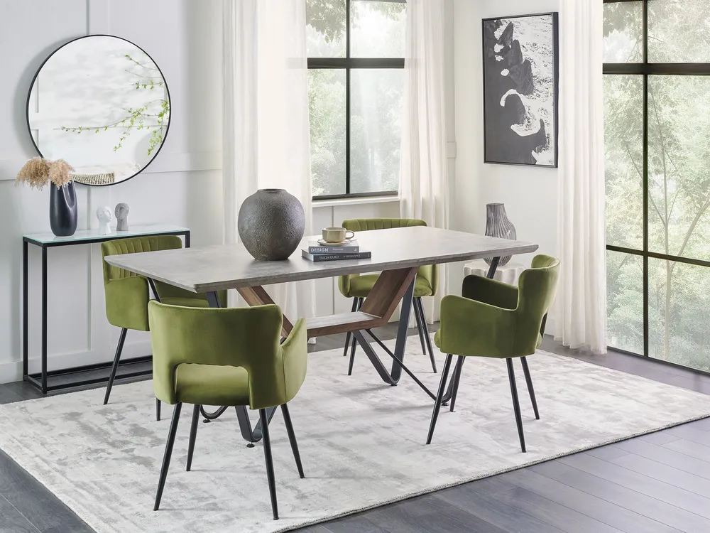Eettafel hout betoneffect/zwart 180 x 90 cm BANDURA