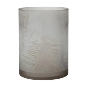 Photophore Design en Verre "Feuilles" 24cm Chamois