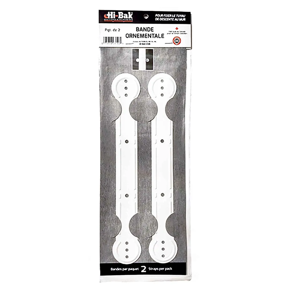 Bande de fixation ornementale pour descente de gouttière de 2'' x 3'', blanc (2 unités)