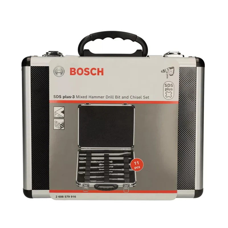 Mallette de 11 pièces BOSCH Qualifié 2608579916 SDS Plus-3 (burins pointus / burins plats / forets)