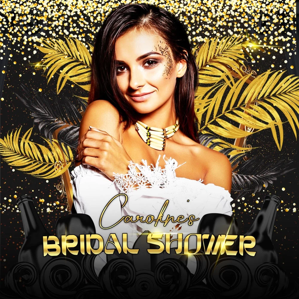 Toile de fond Bridal Shower Personnalisable Nuit Dorée Scintillante LXX6-129
