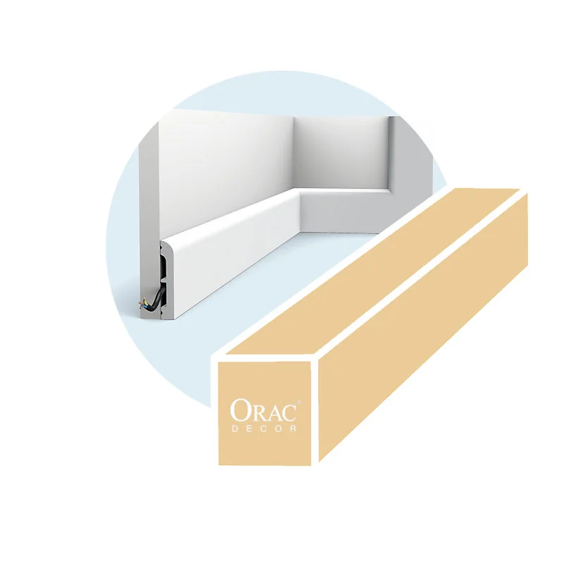 Carton entier de 68 mètres de plinthes SX183-RAL9003 - L 200 x H 7,5 x l 1,3 cm - ORAC DECOR