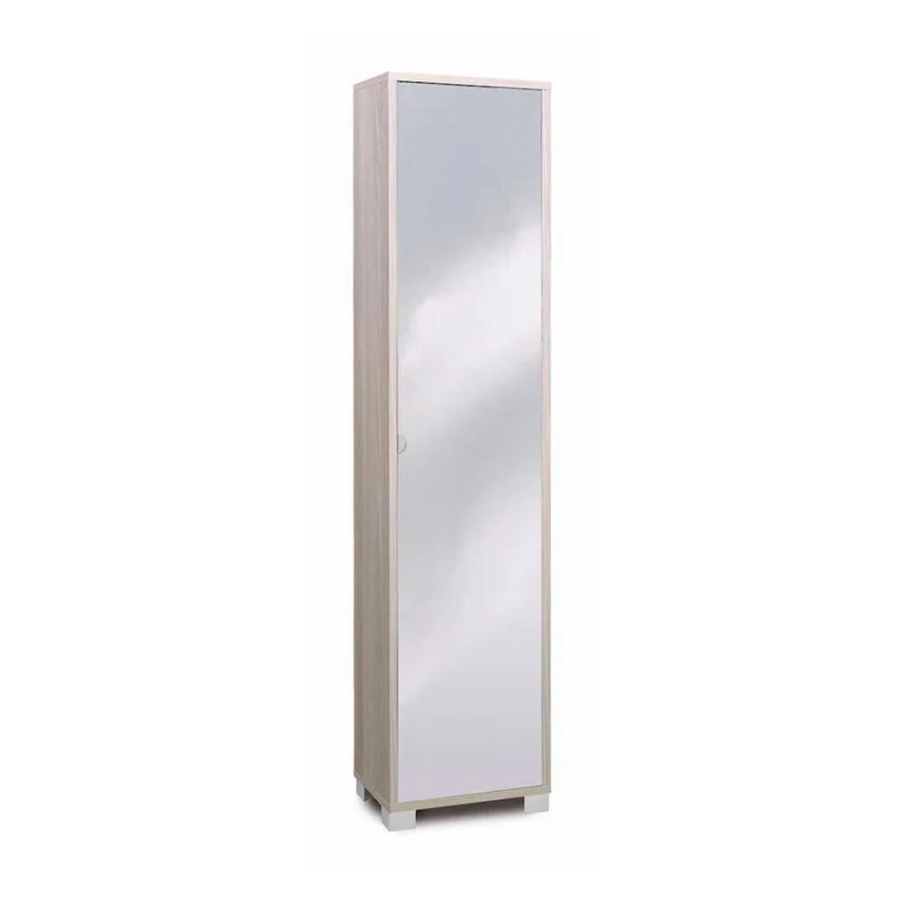 Colonne de salle de bain mobile 1 porte finition structure Orme Net / finition avant miroir naturel par Sarmog