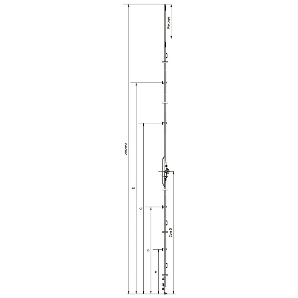Crémone F7,5 cote D fixe avec rampe