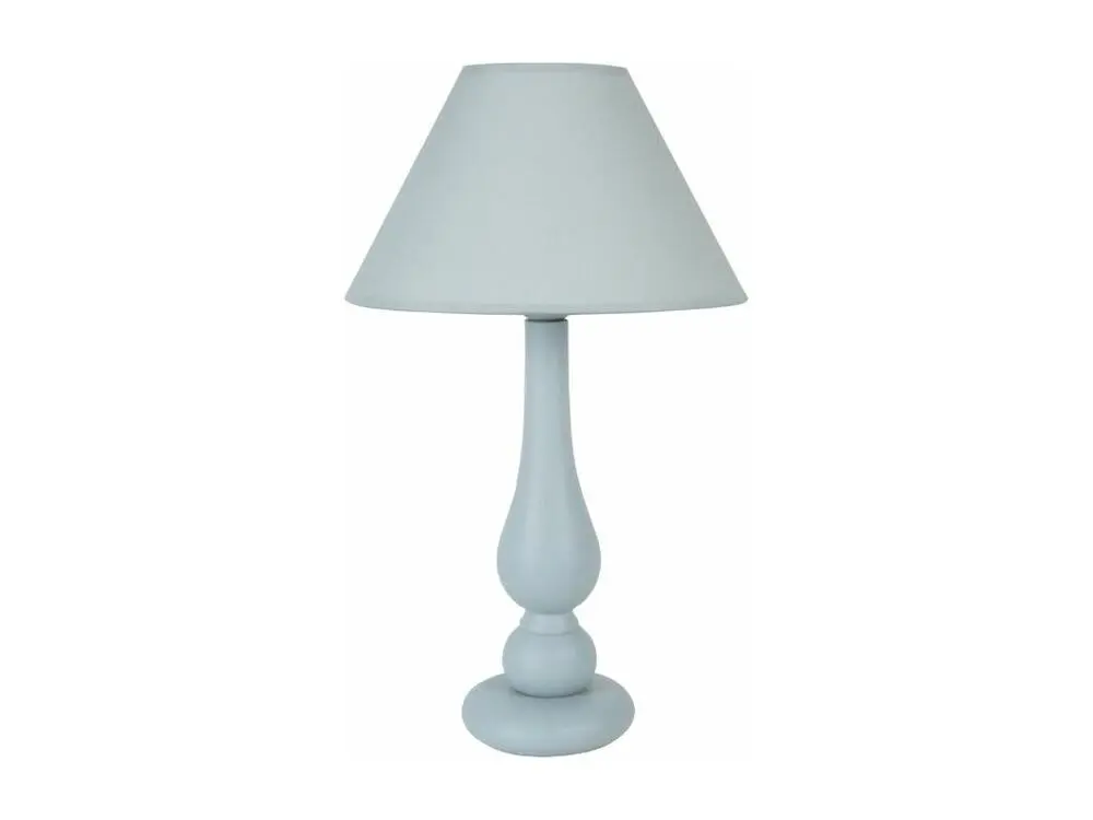 Lampe de chevet colonne bois bleu 42 cm.