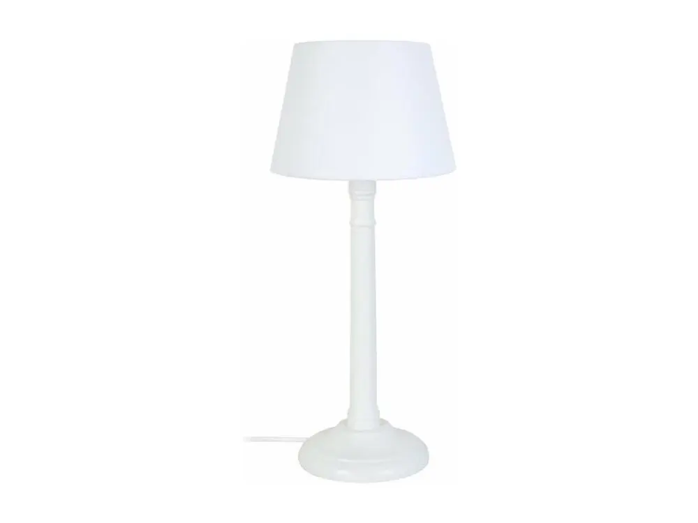 Lampe de chevet colonne bois ivoire 38,5 cm.