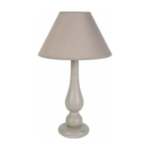 Lampe de chevet colonne bois taupe 42 cm.