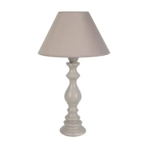Lampe de chevet colonne bois taupe 43 cm.