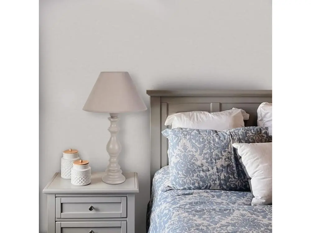 Lampe de chevet colonne bois taupe 43 cm.