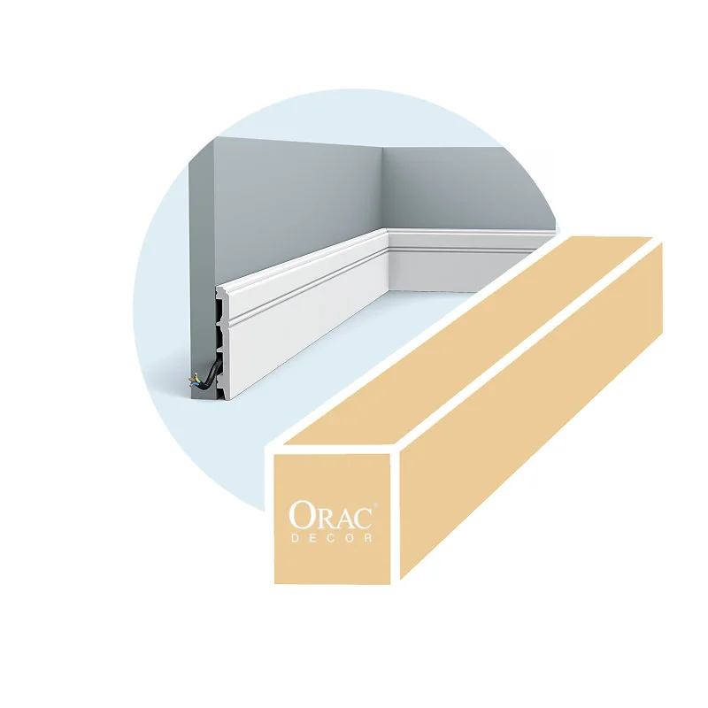 Pack de 4 mètres Plinthe novateur avec cannelures SX105 - 200x10,8x1,3 - ORAC DECOR