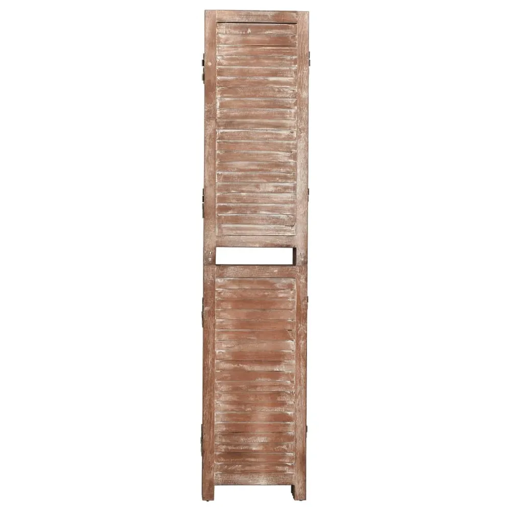Paravent séparateur de pièce cloison 6 panneaux 210 x 165 cm en bois de paulownia marron vieilli DEC031080