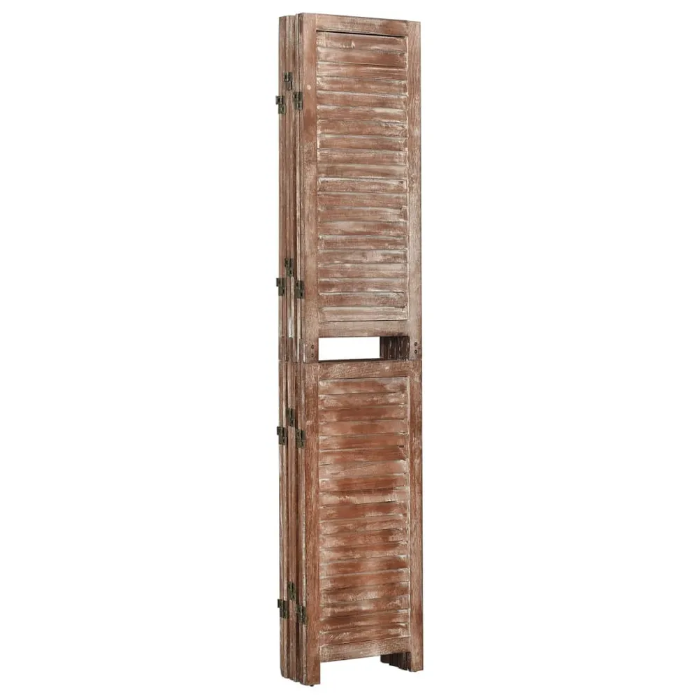 Paravent séparateur de pièce cloison 6 panneaux 210 x 165 cm en bois de paulownia marron vieilli DEC031080
