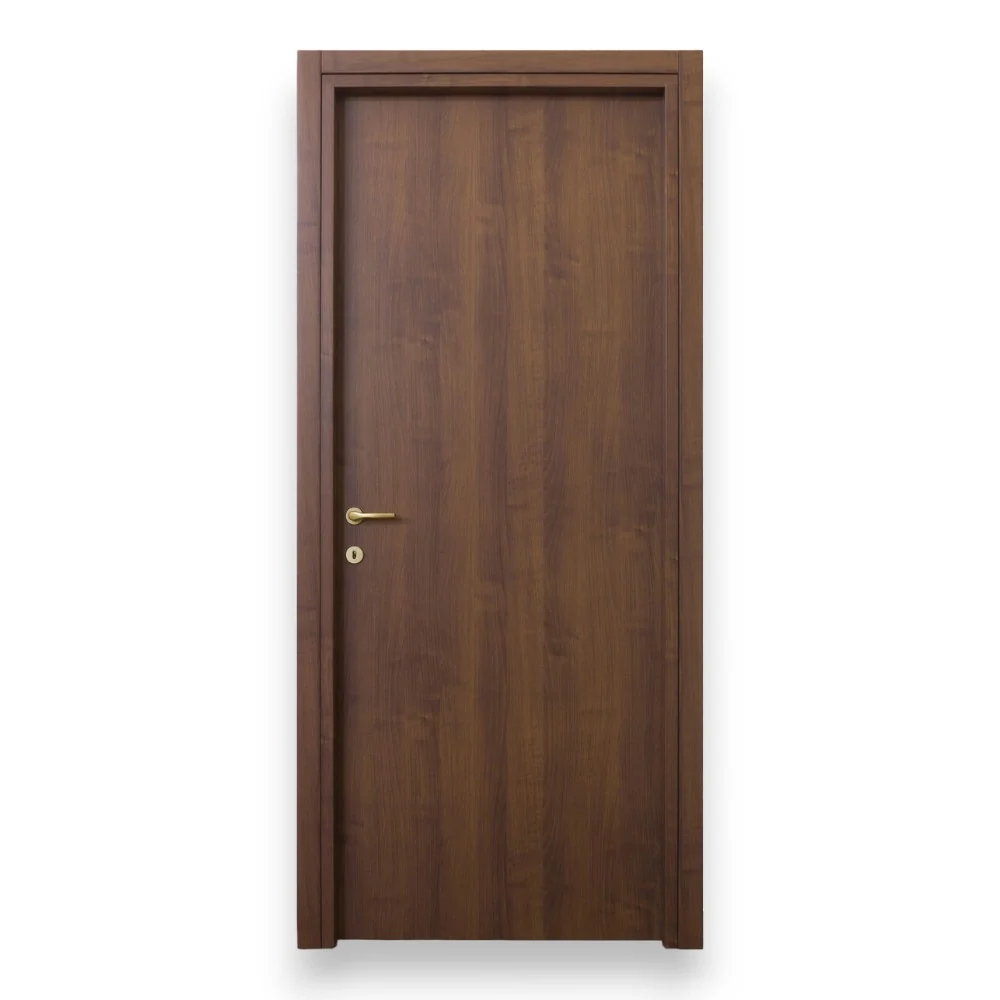 Porte battante nationale réversible en noyer en bois de sapin avec renforts marron