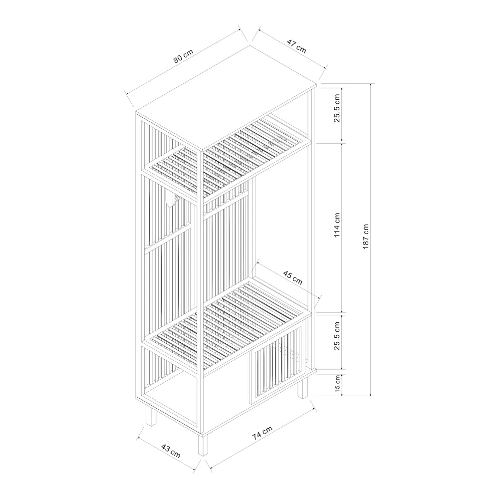 Portemanteau meuble d'entrée design 187 x 80 x 47 cm bambou naturel 03_0010390