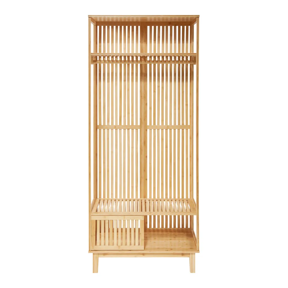 Portemanteau meuble d'entrée design 187 x 80 x 47 cm bambou naturel 03_0010390