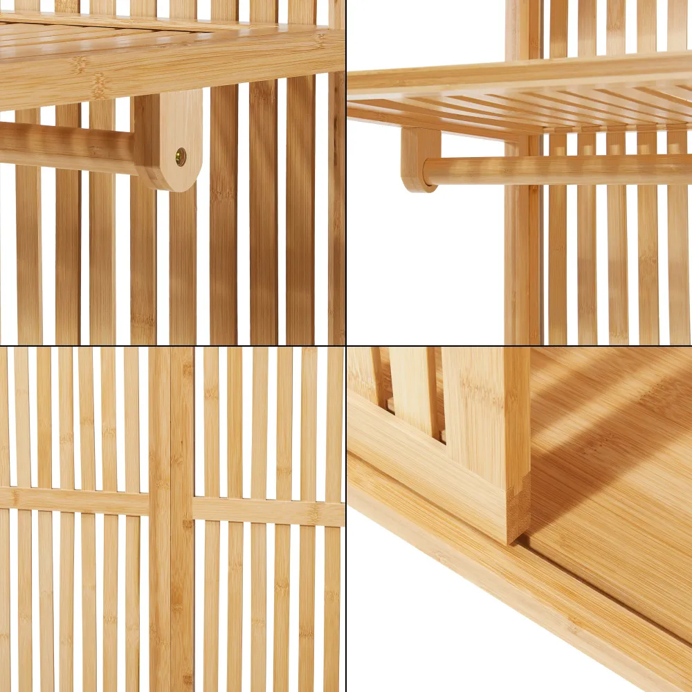 Portemanteau meuble d'entrée design 187 x 80 x 47 cm bambou naturel 03_0010390
