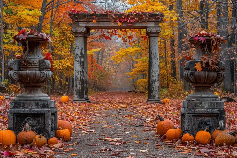 Toile de Fond êt Enchantée d'Automne Colonnes en Pierre BRP9-208