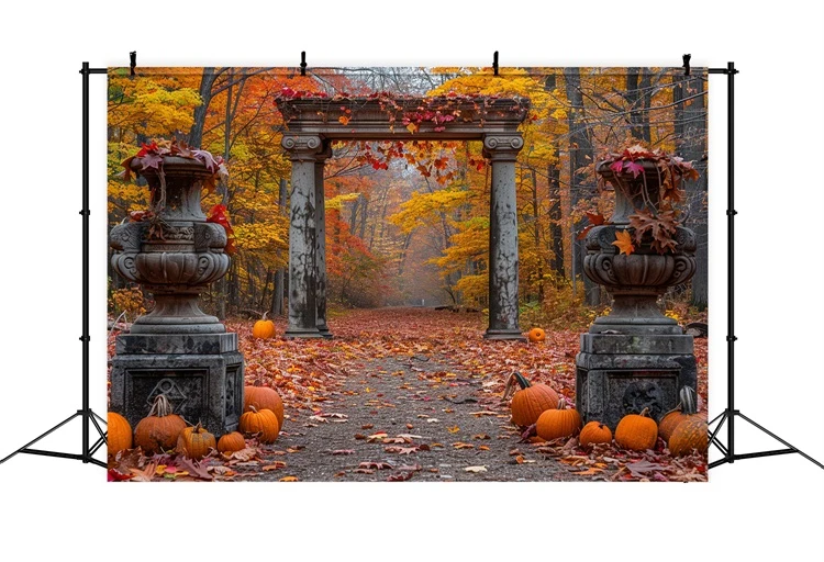 Toile de Fond êt Enchantée d'Automne Colonnes en Pierre BRP9-208