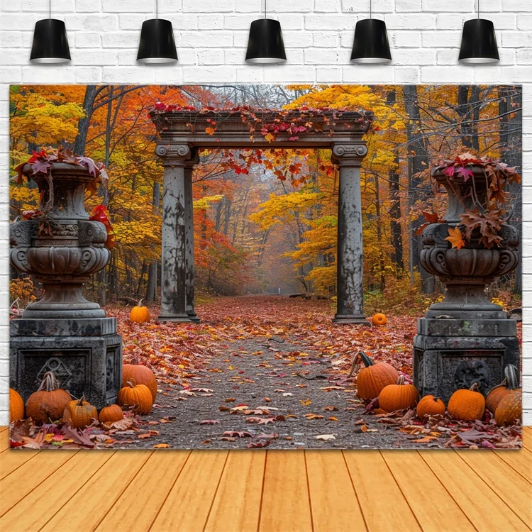 Toile de Fond êt Enchantée d'Automne Colonnes en Pierre BRP9-208