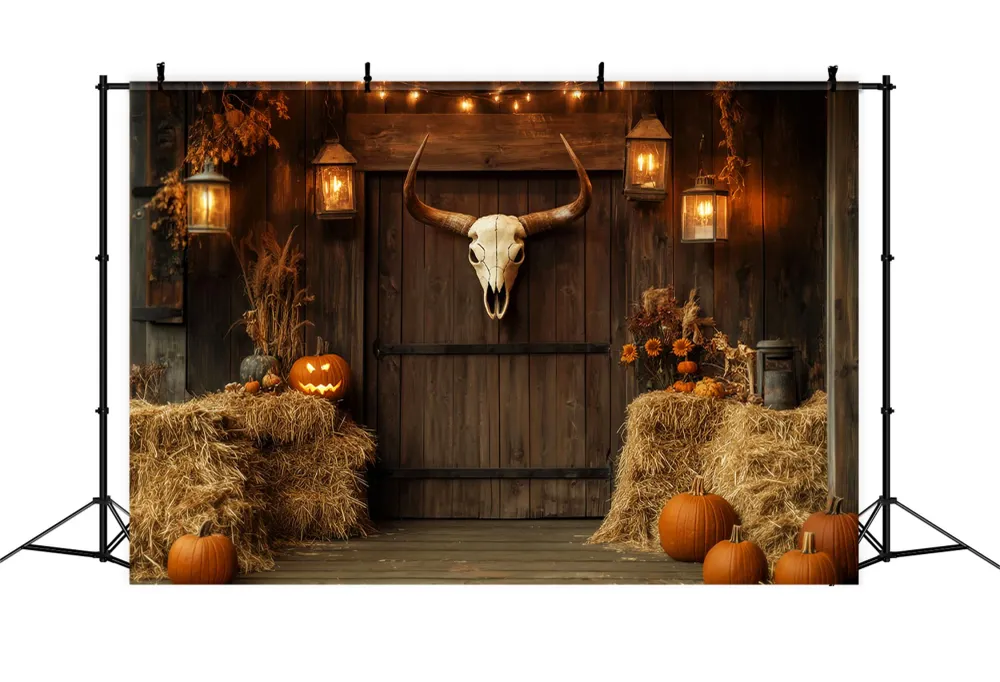 Toile de fond Photo Automne Grange Bois Récolte Rustique LXX59-278