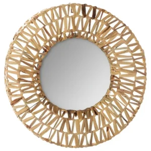 Miroir tressé - Ø 45 cm - Terre avec Affichage LCD Rétroéclairé