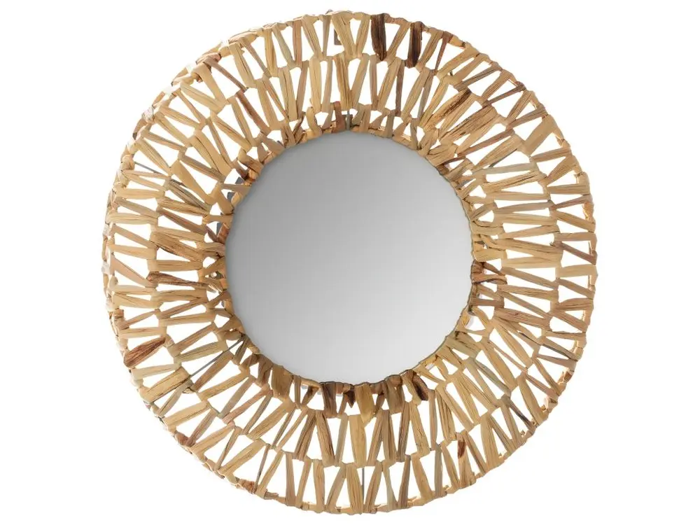Miroir tressé - Ø 45 cm - Terre avec Affichage LCD Rétroéclairé